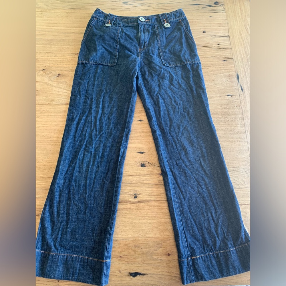 Sigrid Olsen High‎ Waist Wide Leg Jeans Blue  Top Stitching Women’s 4 Preloved